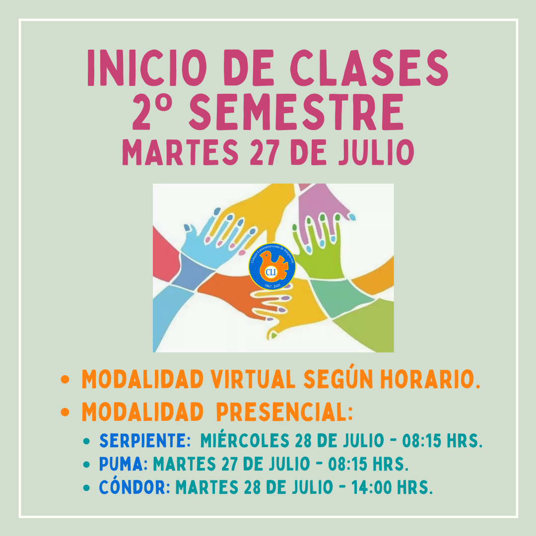 inicio clases 2o semestre cli
