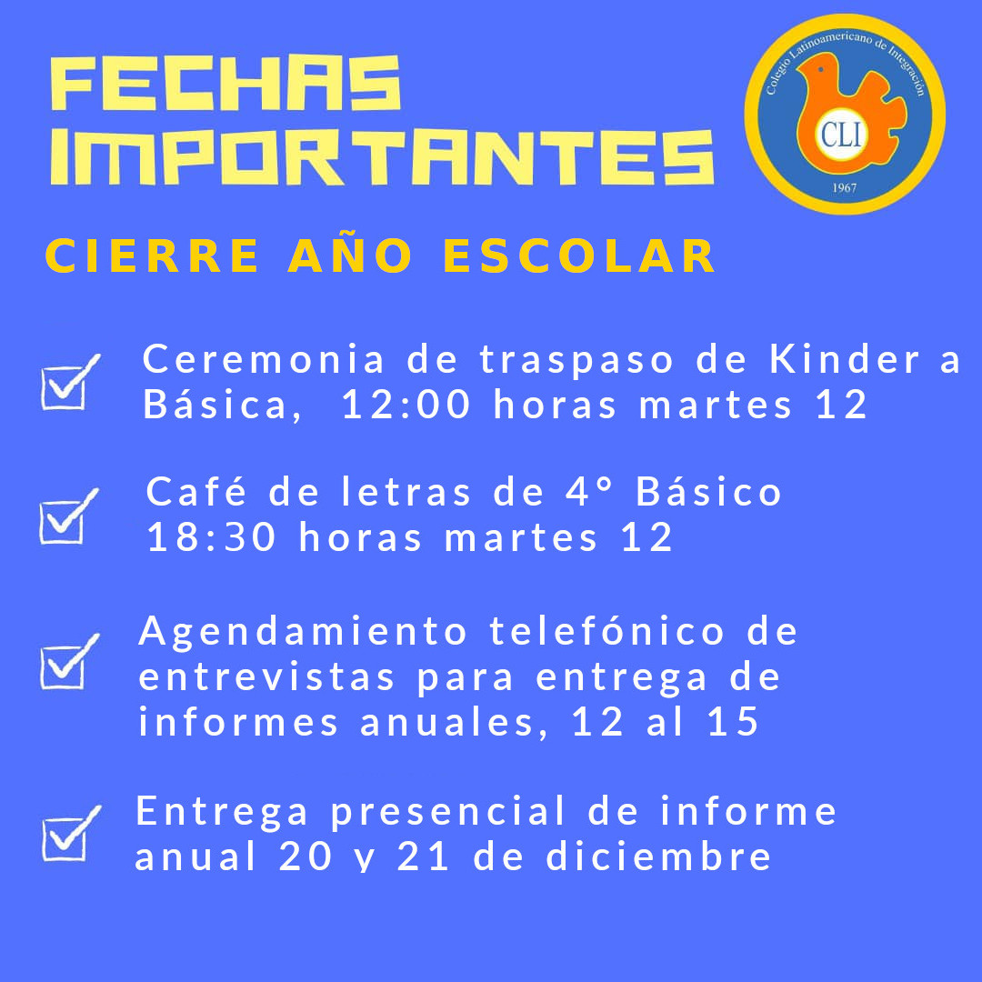 fechas importantes fin semestre