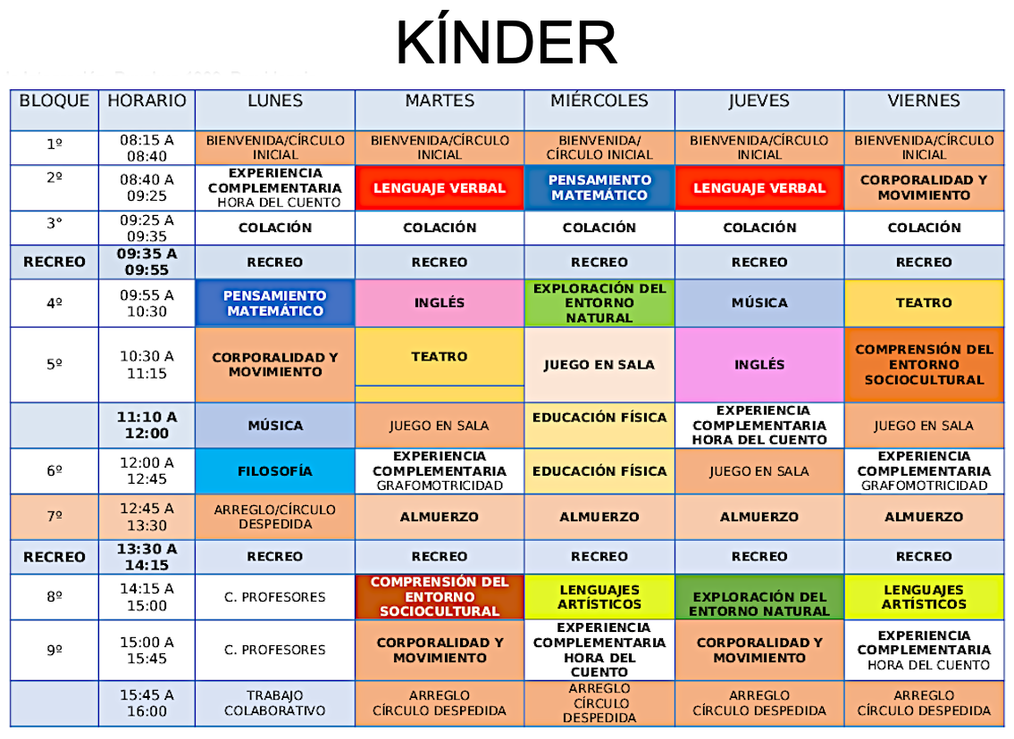 horario kínder